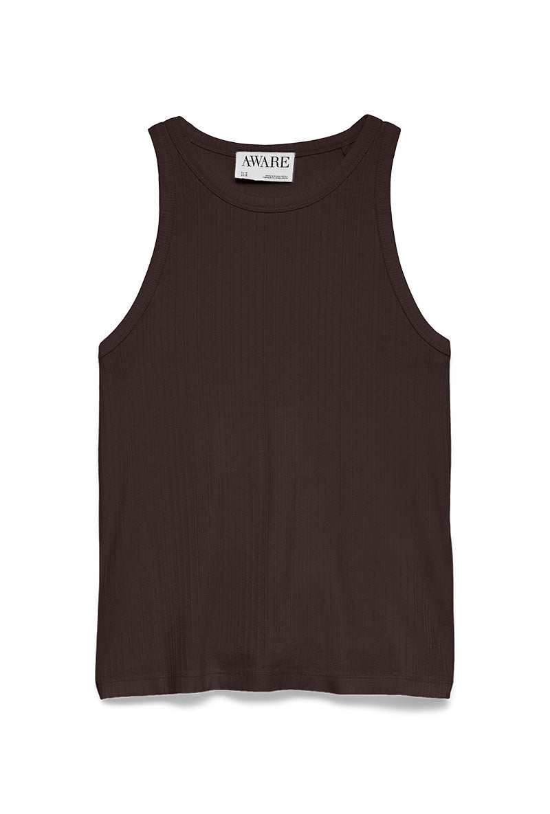 Front image of Irina oneck tank top in black, by brand Vero moda