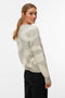 Back image of a model wearing the Lara ls oneck pullover in light grey, by brand Vero moda