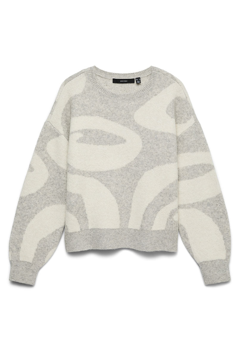 Front image of Lara ls oneck pullover in light grey, by brand Vero moda