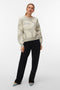 Front image of a model wearing Lara ls oneck pullover in light grey, by brand Vero moda