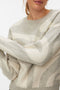 Front image of a model wearing the Lara ls oneck pullover in light grey, by brand Vero moda