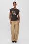 Front image of a model wearing Marianna sl oneck vest in chocolate, by brand Vero moda