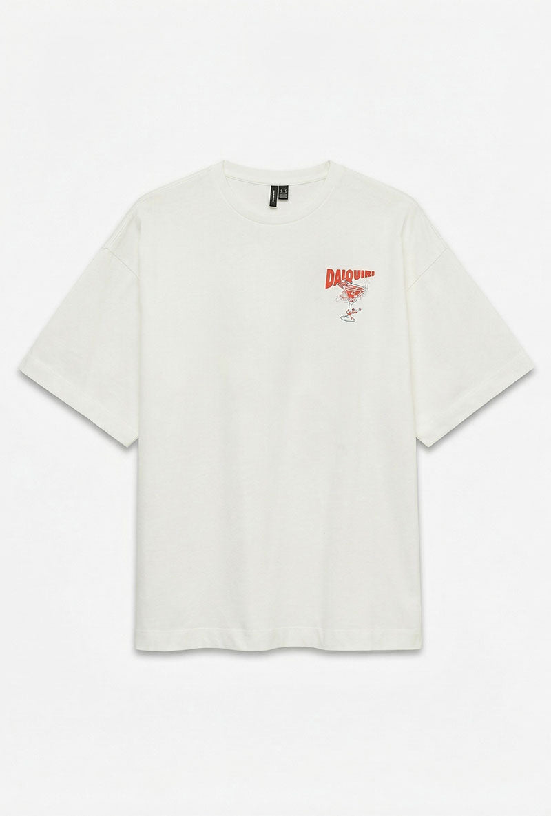 Front image of Mira hailey ss oversize tee in white/red, by brand Vero moda