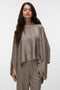 Front image of a model wearing Miro ls cape scarf top in bronze, by brand Vero moda