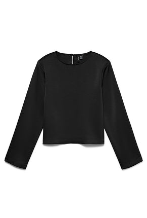 Front image of Miro ls oneck short top in black, by brand Vero moda