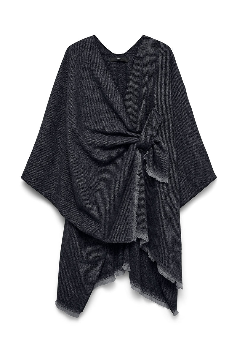 Front image of Molly poncho in chocolate, by brand Vero moda