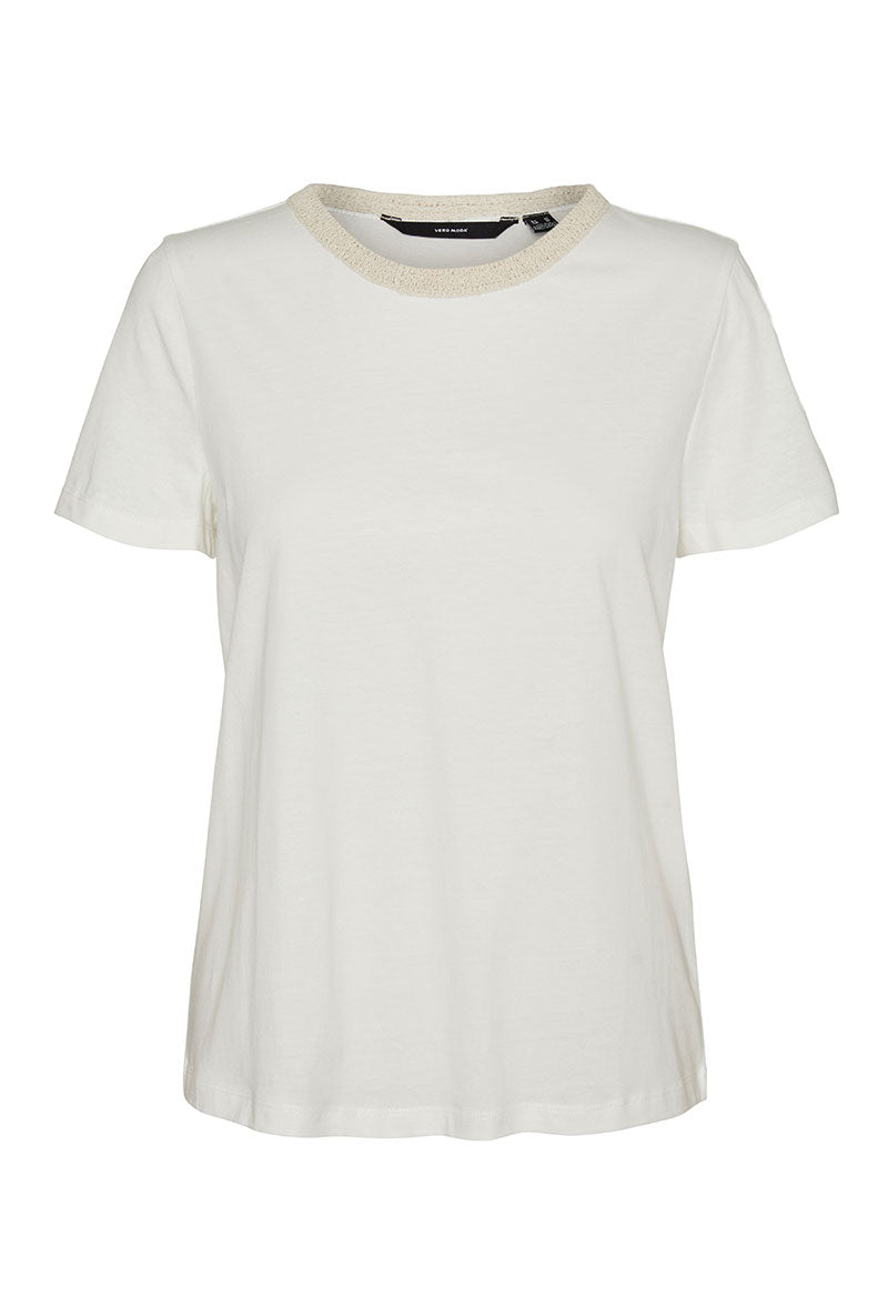 Front image of Philipa francis ss top in off white, by brand Vero moda