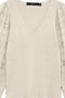 Front detailed image of the Puff ls oneck pullover in off white, by brand Vero moda