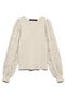 Front image of Puff ls oneck pullover in off white, by brand Vero moda
