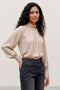 Front image of a model wearing Sunny ls top in cream, by brand Vero moda