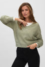 Image of TEAK LS VNECK PULLOVER in light green, by brand VERO MODA