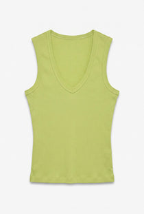 Front image of the Tilly sl top in green, by brand Vero moda