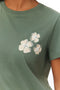 Front image of a model wearing the Vanja francis ss top in green, by brand Vero moda