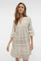 Front image of a model wearing the Dicthe 3/4 tunic in stone, by brand Vero moda