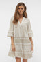 Front image of a model wearing Dicthe 3/4 tunic in stone, by brand Vero moda
