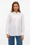 Front image of a model wearing Linn l/s vis/linen shirt in white, by brand Vero moda